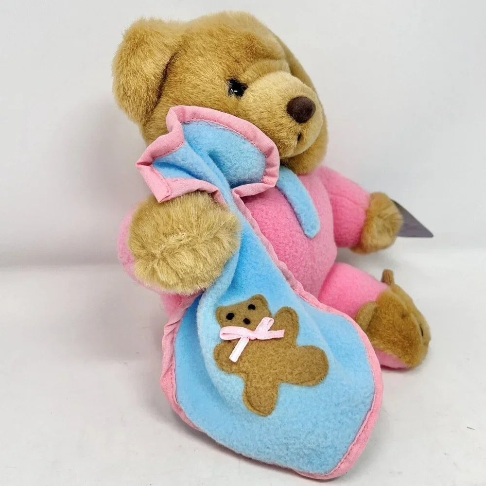 Tb Trading Co Teddy Bear Pajama‎ & Blanket Bear Slippers Vintage Plush NWT 9
